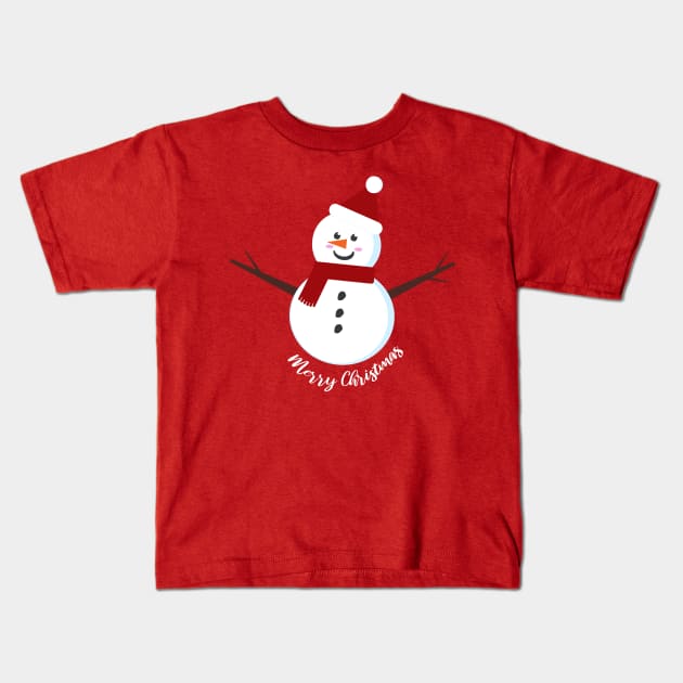 Cute Snowman Kids T-Shirt by themadesigns